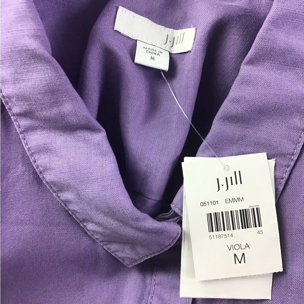 J. Jill Women’s Size Medium Viola Purple Button Down Shirt Button Sides Tencel - Picture 5 of 12